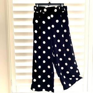 Zara TRF  Black Pants with White Polka Dots